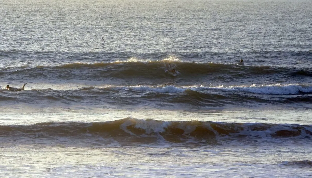 Surf lineup at sunrise
