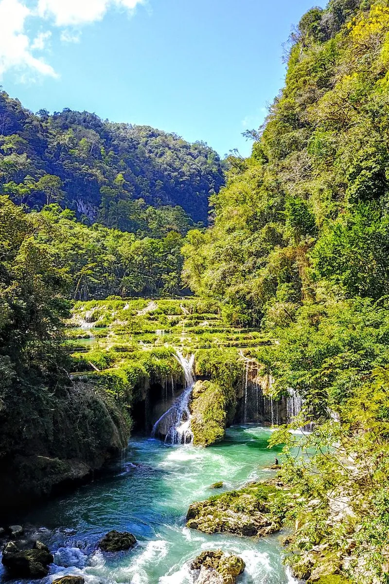 Waterfalls in a jungle canyon